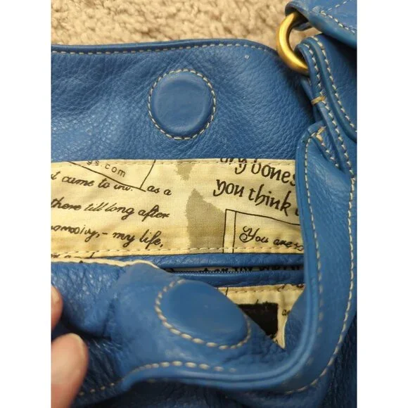 Nice Barr+Barr Women's Bag Blue Leather Purse Inside Card Pocket Hobo-lp - Picture 15 of 16